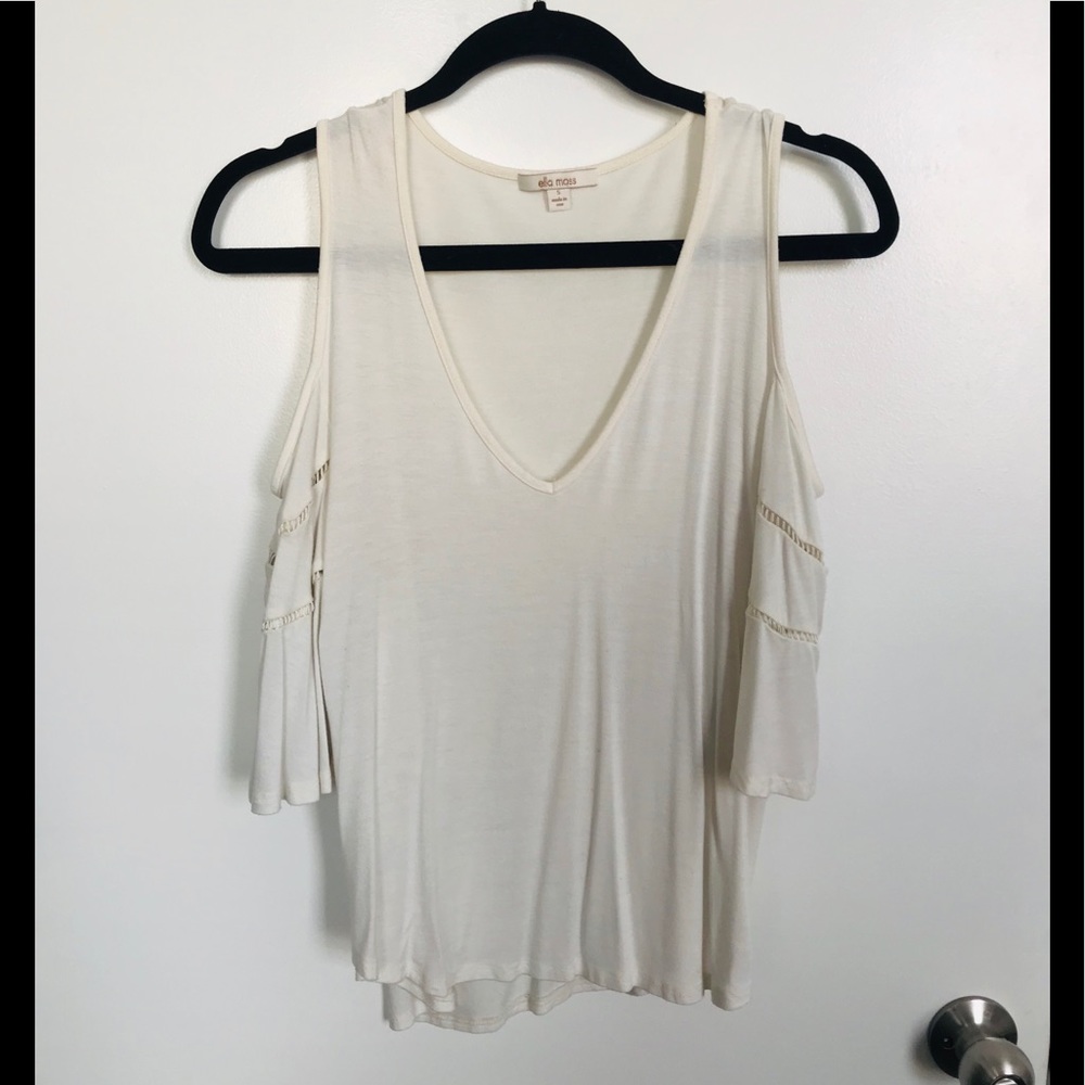 Cream Ella Moss Cold Shoulder Top